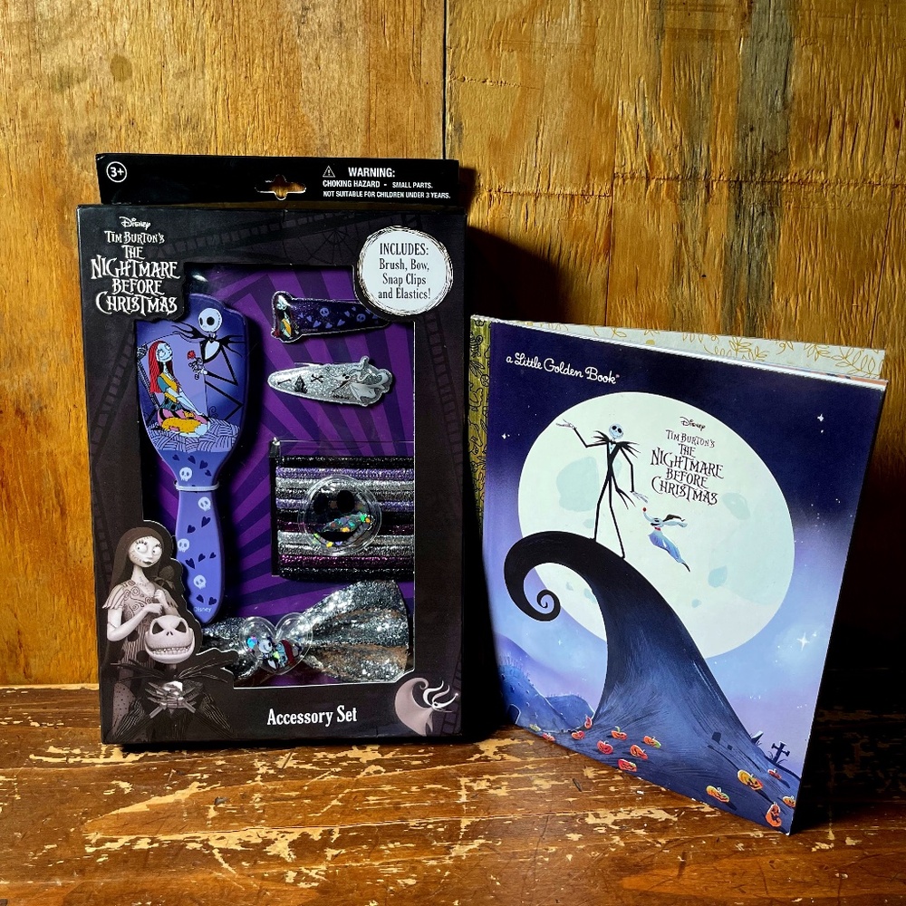 Nightmare Before Christmas hair accessories and book